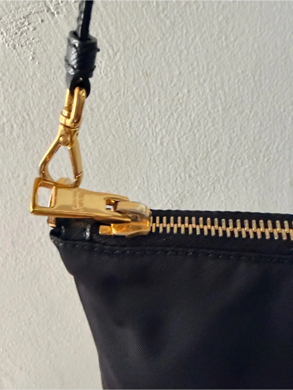 Prada Black Nylon Shoulder Bag with Gold-Tone Hardware - Picture 2 of 7
